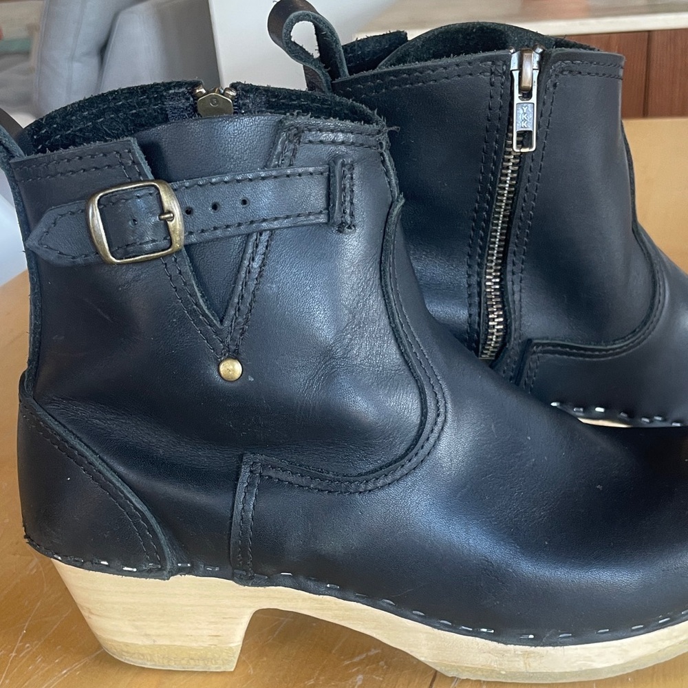 No 6 Black Leather Clog Buckle Boot - Size 40 - Picture 10 of 16